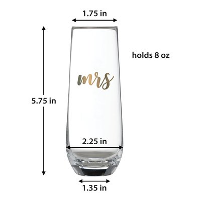 Lillian Rose Gold-Tone Mrs. Stemless Champagne Glass – view 3