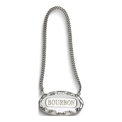 Sterling Silver Bourbon Label Tag with 8" Chain