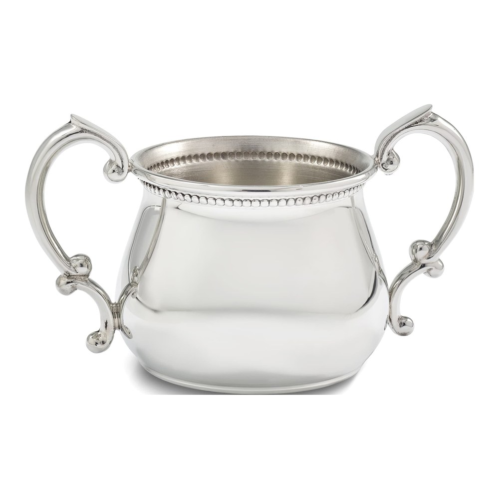 Empire Polished Pewter Beaded Edge Double Handle Pot Belly Baby Cup