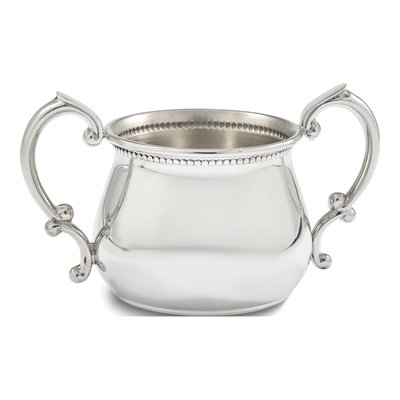 Empire Polished Pewter Beaded Edge Double Handle Pot Belly Baby Cup
