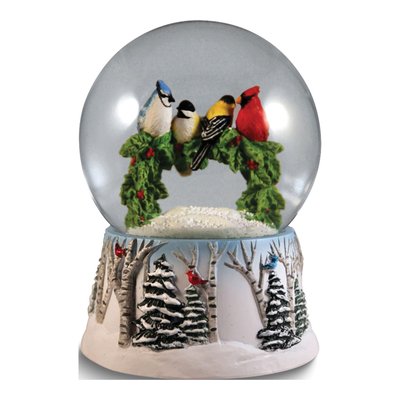 San Francisco Music Box Birds Wreath Water Globe