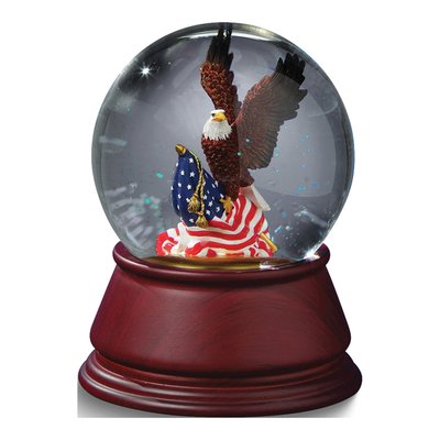 American Eagle Glass Water Globe Music Box