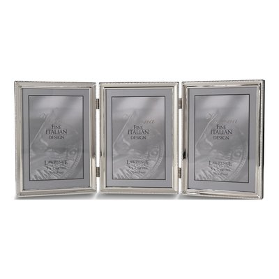 Silver-Plated Triple 5x7 Photo Frame - Bead Border