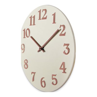 Ivory Resin Wall Clock with Rose-Tone Numbers – view 2