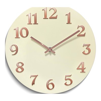 Ivory Resin Wall Clock with Rose-Tone Numbers