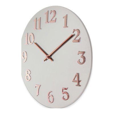 Grey Resin Wall Clock with Rose-Tone Numbers – view 2