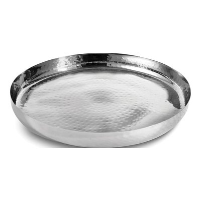 Hammered Stainless Steel Round Serving Tray