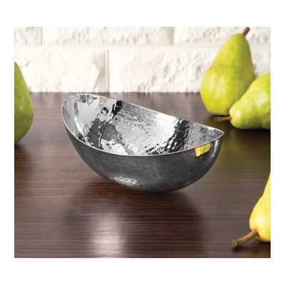 Hammered Stainless Steel Oval Bowl – view 2