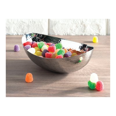 Hammered Stainless Steel Oval Bowl – view 3