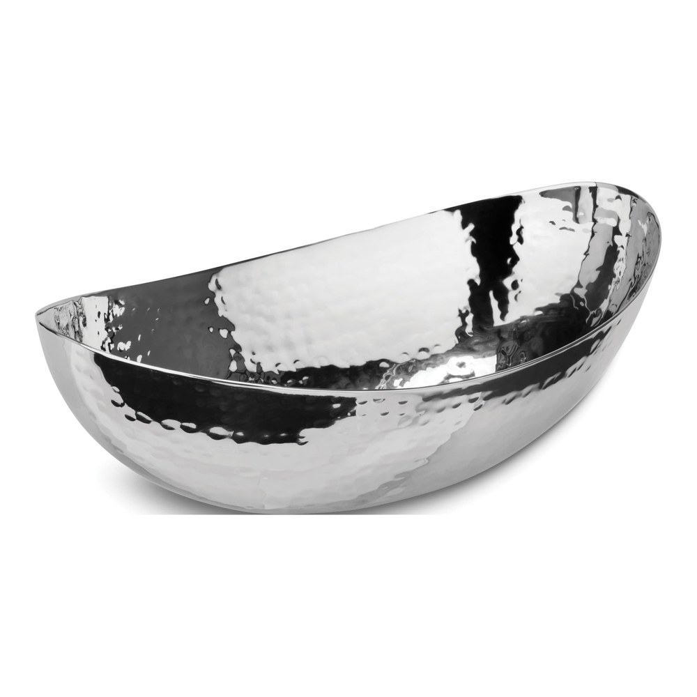 Hammered Stainless Steel Oval Bowl