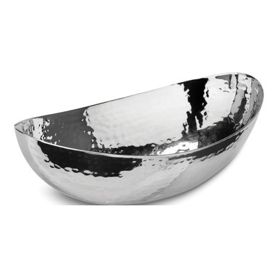 Hammered Stainless Steel Oval Bowl