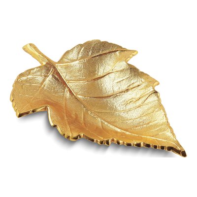 Large Gold-Tone Aluminum Maple Leaf Tray – view 2
