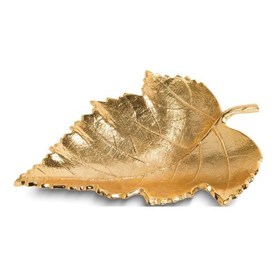 Large Gold-Tone Aluminum Maple Leaf Tray