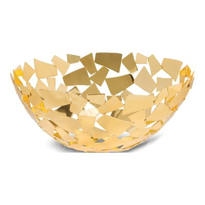 Golden Facets Gold-Tone Steel Round Basket, 11 in