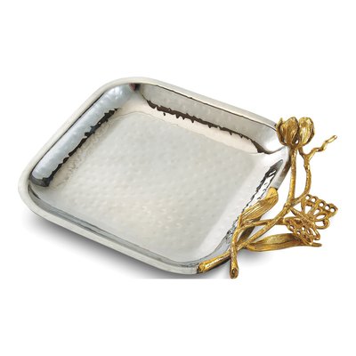 Hammered Steel Square Tray with Butterfly Trim, 6.5"