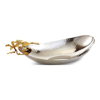 Hammered Steel Boat Bowl with Butterfly Garden Trim