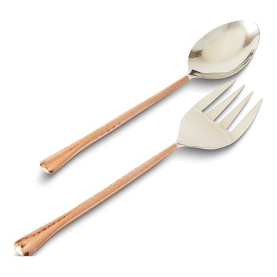 Hammered Copper-Tone Salad Spoon & Fork Set