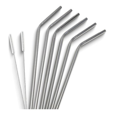 Stainless Steel Straw Set of 6 with Cleaning Brushes