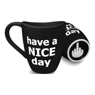 Black HAVE A NICE DAY Ceramic Coffee Mug, 16 oz