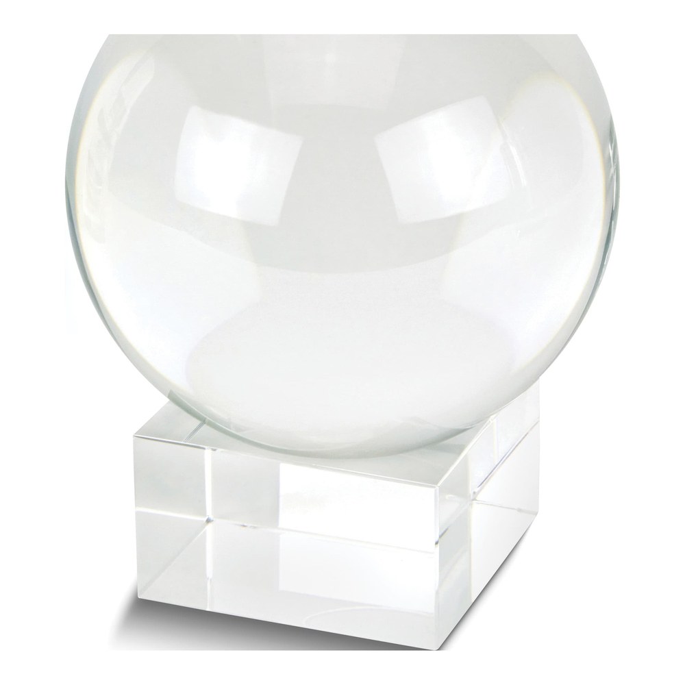 Clear Crystal Glass Ball Sculpture with Stand