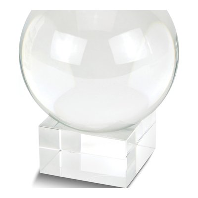 Clear Crystal Glass Ball Sculpture with Stand
