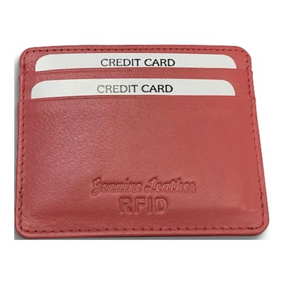Pink Genuine Leather RFID Blocking Slim Wallet