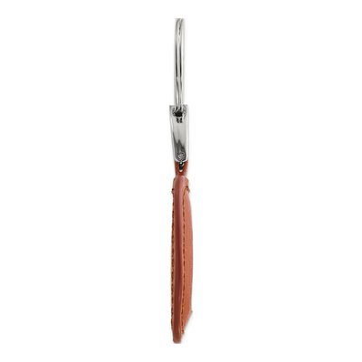 Brown Faux Leather Key Ring with Engraving Plate – view 2
