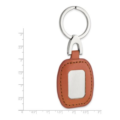 Brown Faux Leather Key Ring with Engraving Plate – view 5
