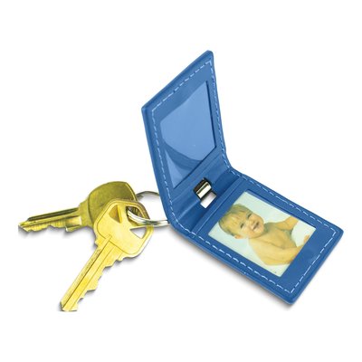 Blue Leather Key Ring with Photo Windows – view 2
