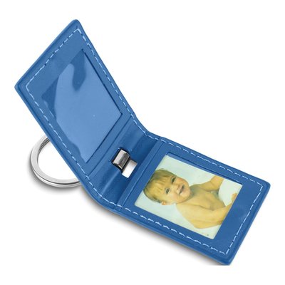 Blue Leather Key Ring with Photo Windows – view 3
