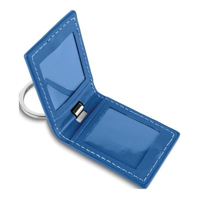 Blue Leather Key Ring with Photo Windows – view 4