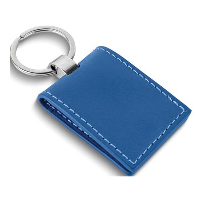 Blue Leather Key Ring with Photo Windows