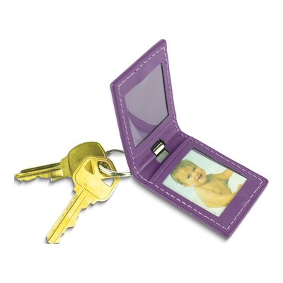 Purple Leather Key Ring with Photo Windows – view 2