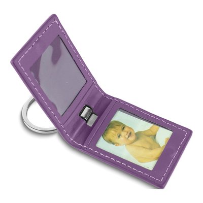 Purple Leather Key Ring with Photo Windows – view 3