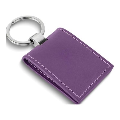 Purple Leather Key Ring with Photo Windows