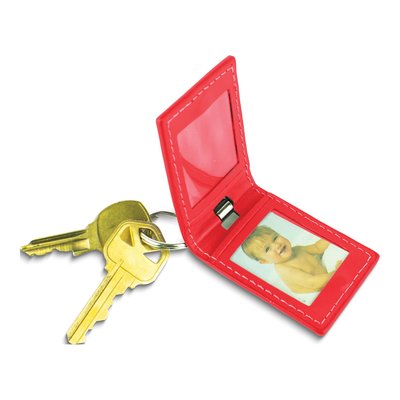 Red Leather Key Ring with Photo Windows – view 2