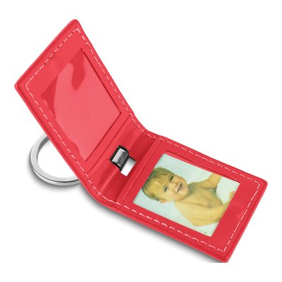 Red Leather Key Ring with Photo Windows – view 3