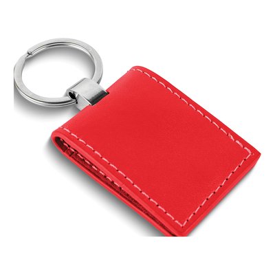 Red Leather Key Ring with Photo Windows