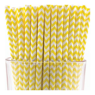 Yellow Chevron Paper Straws, Pack of 150