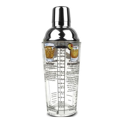 Whiskey Recipes Printed Glass Cocktail Shaker