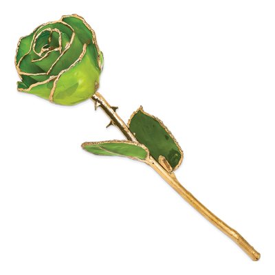 Lacquer Dipped Gold-Trimmed Apple Green Rose Gift – view 2