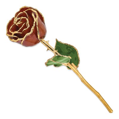 Lacquer Dipped Gold-Trimmed Real Rose – view 2