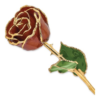 Lacquer Dipped Gold-Trimmed Real Rose