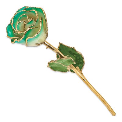 Lacquer-Dipped Real Rose with Gold Trim – view 2