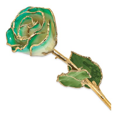 Lacquer-Dipped Real Rose with Gold Trim