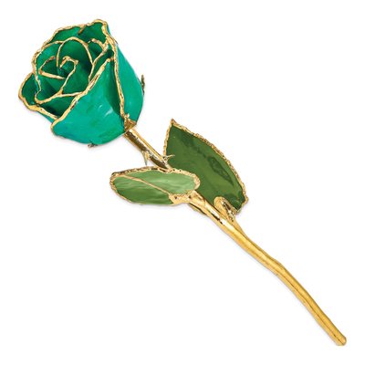 Gold-Trimmed Real Rose in Turquoise Green – view 2