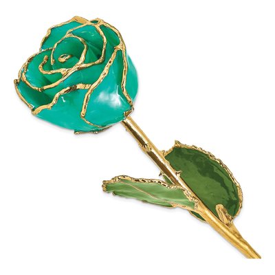 Lacquer Dipped Gold Trimmed Real Rose Keepsake