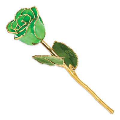 Lacquer-Dipped Gold-Trimmed Green Real Rose Gift – view 2