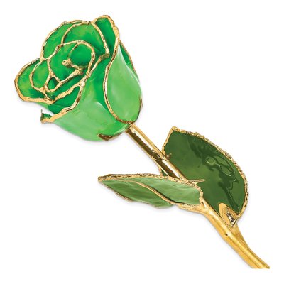 Lacquer-Dipped Gold-Trimmed Green Real Rose Gift