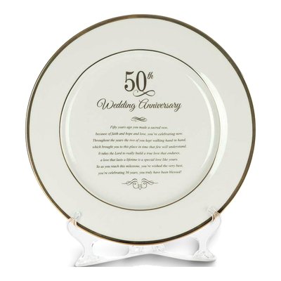 50th Wedding Anniversary Porcelain Plate on Easel
